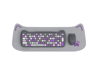 Клавиатура CANYON HSET-W6 Keyboard+Mouse Kitty Edition AAA+АА Wireless Violet