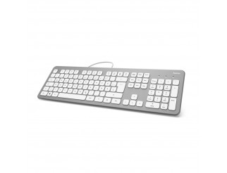 Клавиатура безшумна HAMA KC-700, с кабел, USB, кирилизирана, Сребрист/Бял