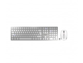 Kомплект безжична клавиатура с мишка CHERRY DW 9000 SLIM, Бял/Сребрист