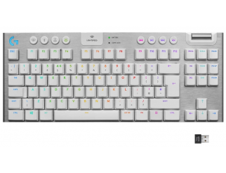 Безжична геймърска механична клавиатура Logitech, G915 TKL White Lightsync RGB, Tactile суичове