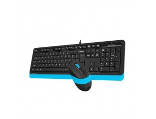 Комплект клавиатура и мишка A4TECH F1010, с кабел, USB, Син