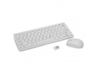 Комплект мишка и клавиатура No brand K03, Безжични, Бял 