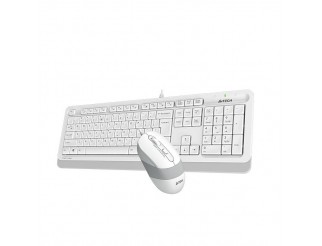 Комплект клавиатура и мишка A4TECH F1010, с кабел, USB, Бял