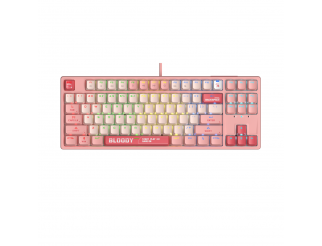 А4tech Геймърска механична  клавиатура Bloody Energy Pink S87 BLMS TKL RGB Backlit red switch , USB