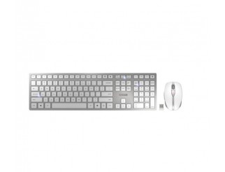 Kомплект безжична клавиатура с мишка CHERRY DW 9100 SLIM, Бял/Сребрист