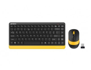 Комплект клавиатура и мишка A4TECH Fstyler F1110, Безжичен, Черен/Жълт
