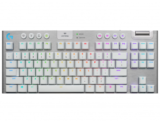 Безжична геймърска механична клавиатура Logitech, G915 TKL White Lightsync RGB, Tactile суичове